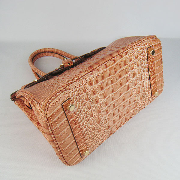 Replica Hermes Birkin 30CM Crocodile Head Veins Bag Orange 6088 On Sale